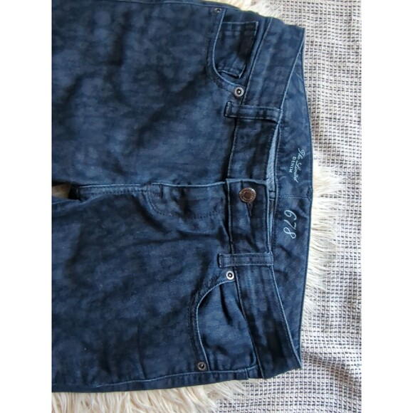 The Limited 678 Dark Wash Denim Leopard Print Jeans Sz 4 Skinny Straight Stretch - Picture 3 of 7